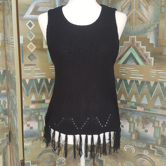 Anthropologie Pepin black boho sleeveless sweater - Picture 1 of 9